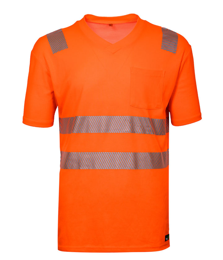 Hi Vis Orange(Yellow) Quick Cool V-Neck Short Sleeves T-Shirt