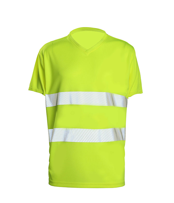 Hi Vis Yellow V-Neck Short Sleeves T-Shirt